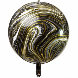 Balon folie orbz, 50 cm, black and white marble